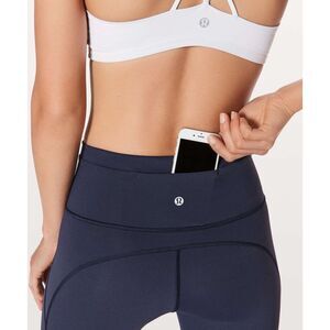Lululemon Mix & Mesh Crop 21 Leggings | High-Rise Yoga Pants Navy Blue Sz 6 -EUC
